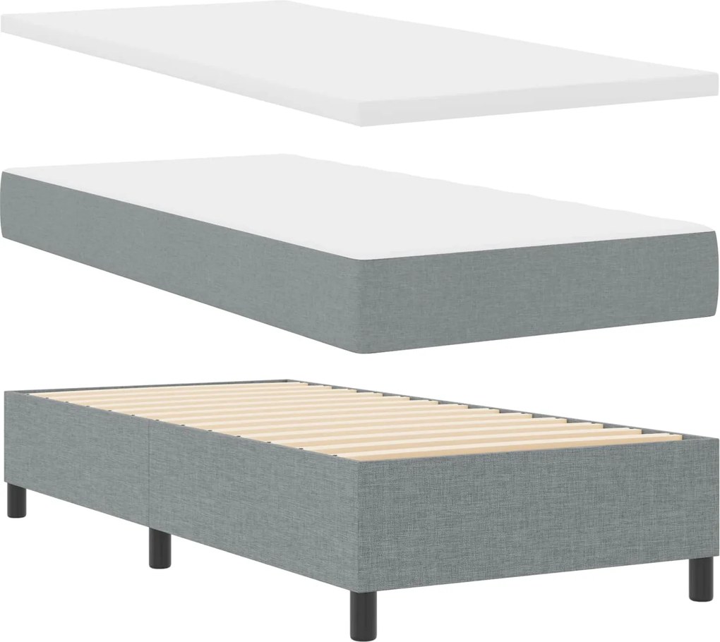vidaXL Cama Box com colchão Cinzento-claro 90 x 190 cm tecido