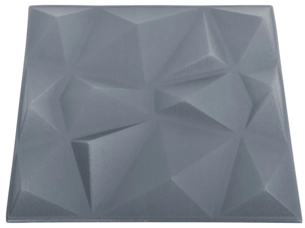 Painéis de parede 3D 12 pcs 50x50 cm 3 m² cinza diamante