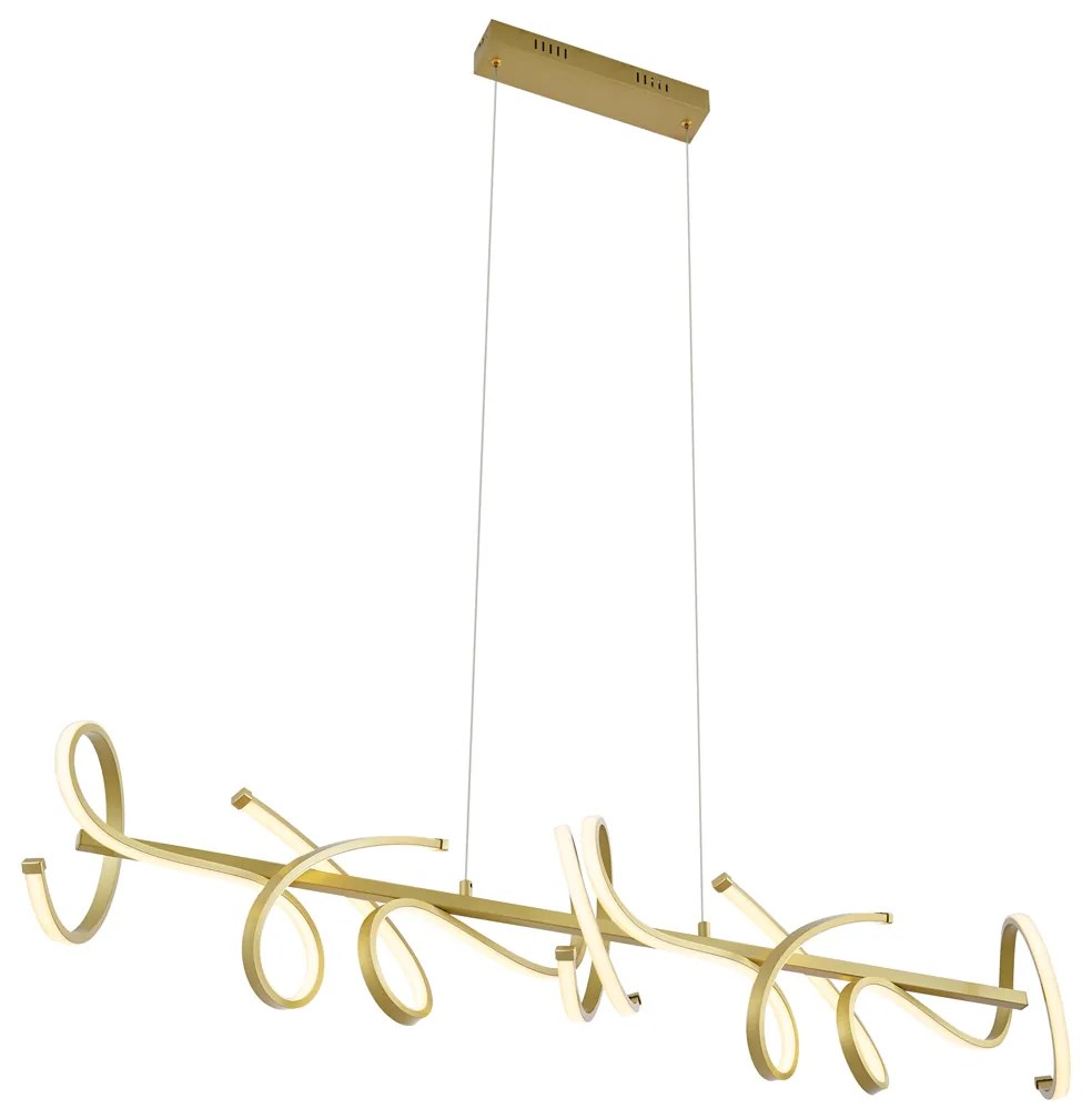 LED Candeeiro suspenso de design dourado retangular regulável em 3 níveis - Krisscross Moderno