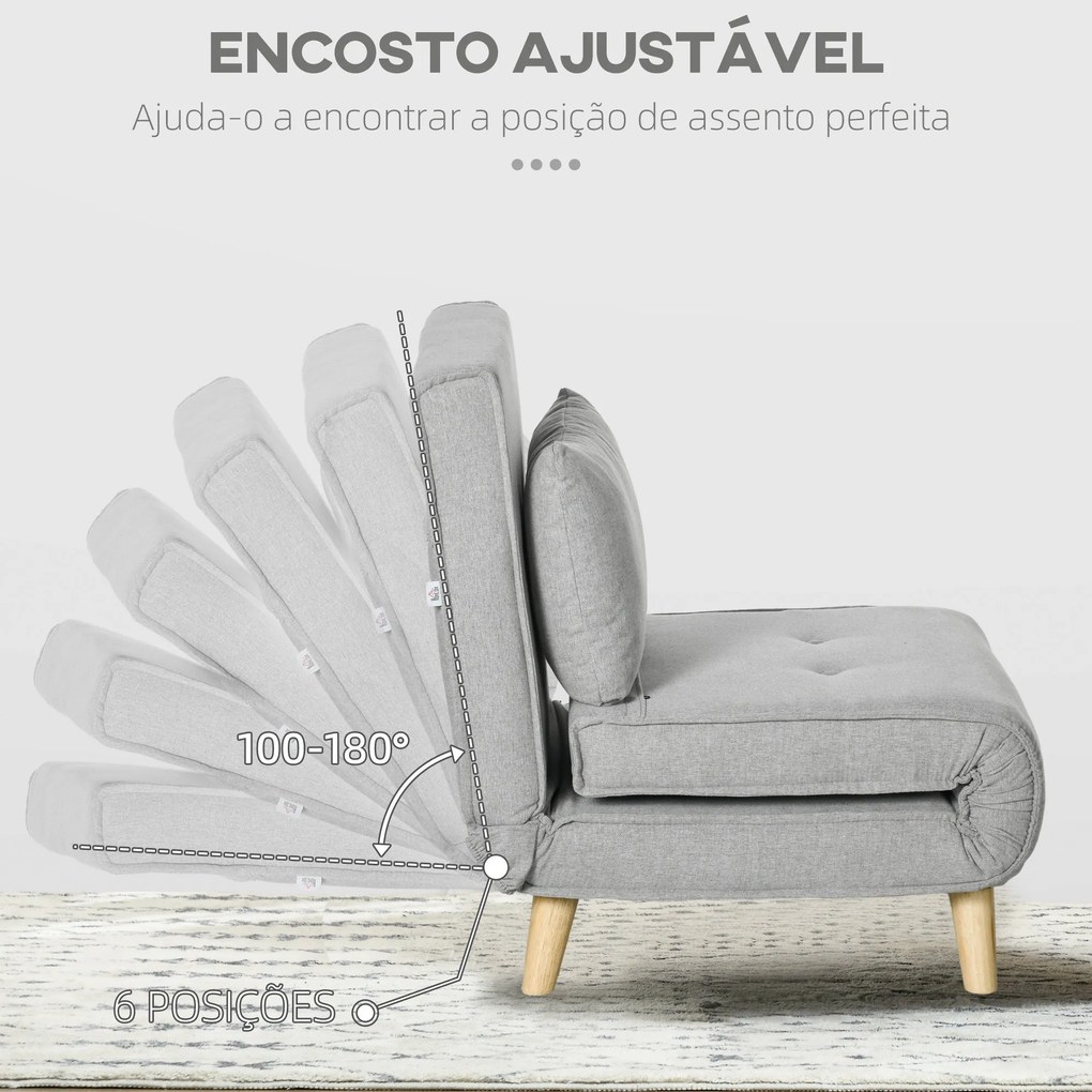Poltrona Cama "Lund" – Sofá-Cama Individual Dobrável com Encosto Ajust