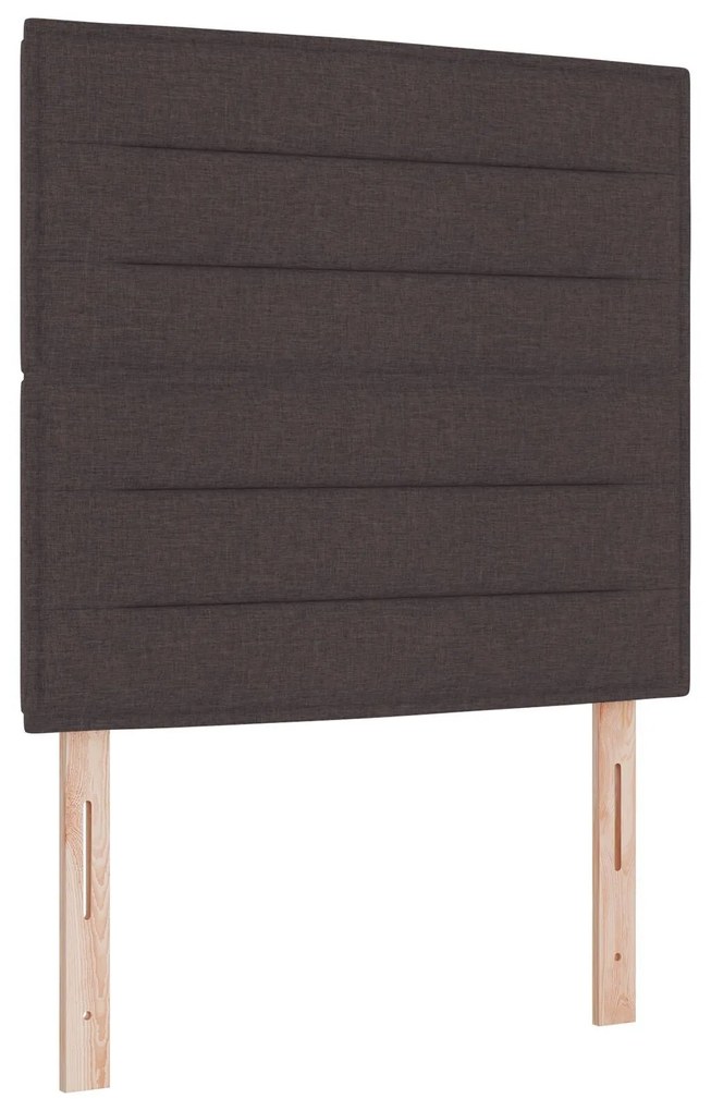Cama Box com Colchão & LED Castanho Escuro 120x190 cm Tecido