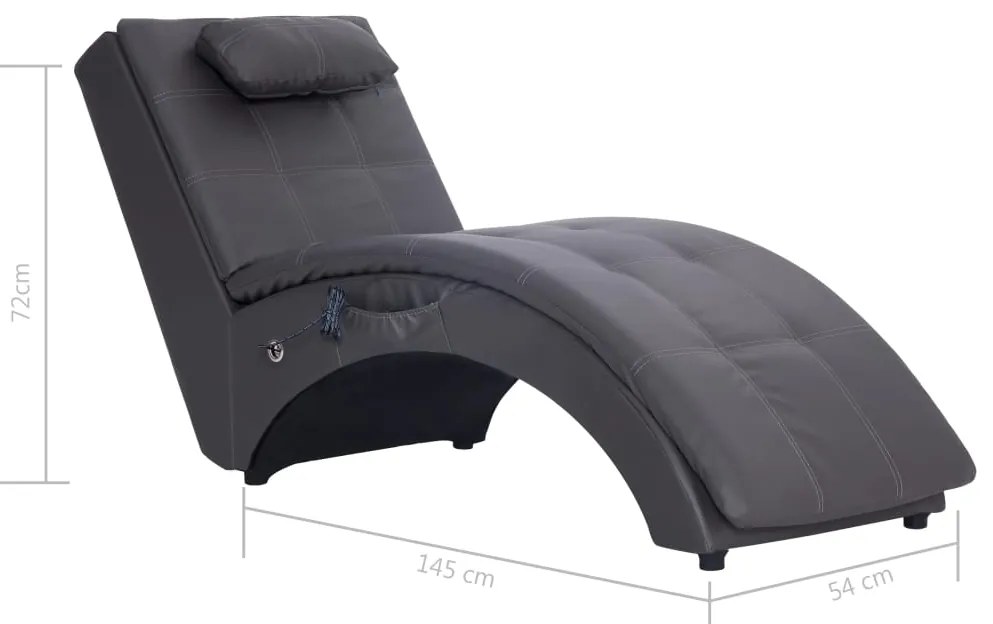 Chaise longue de massagem c/ almofada couro artificial cinzento
