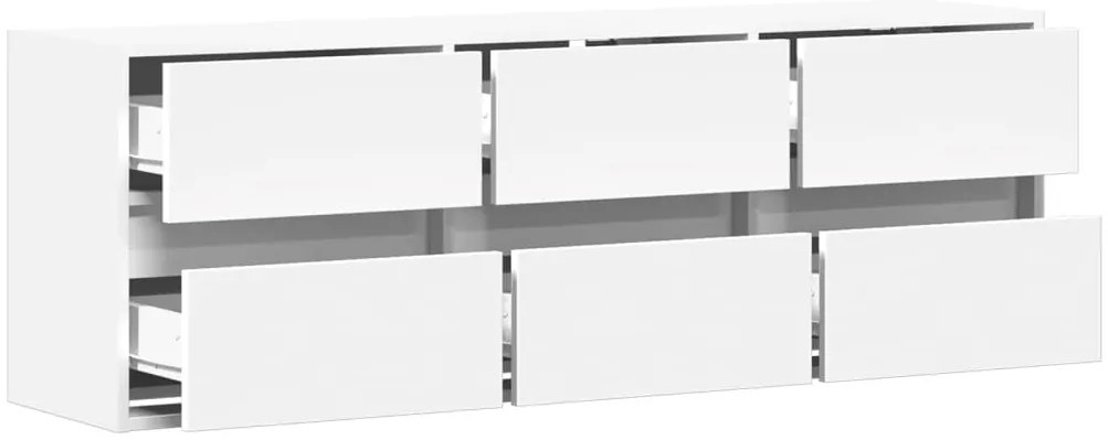 Móvel de parede para TV com luzes LED 130x31x45 cm branco