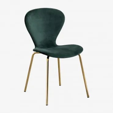 Cadeira De Jantar Empilhável Em Veludo Uit Verde Selva & Dourado - Sklum