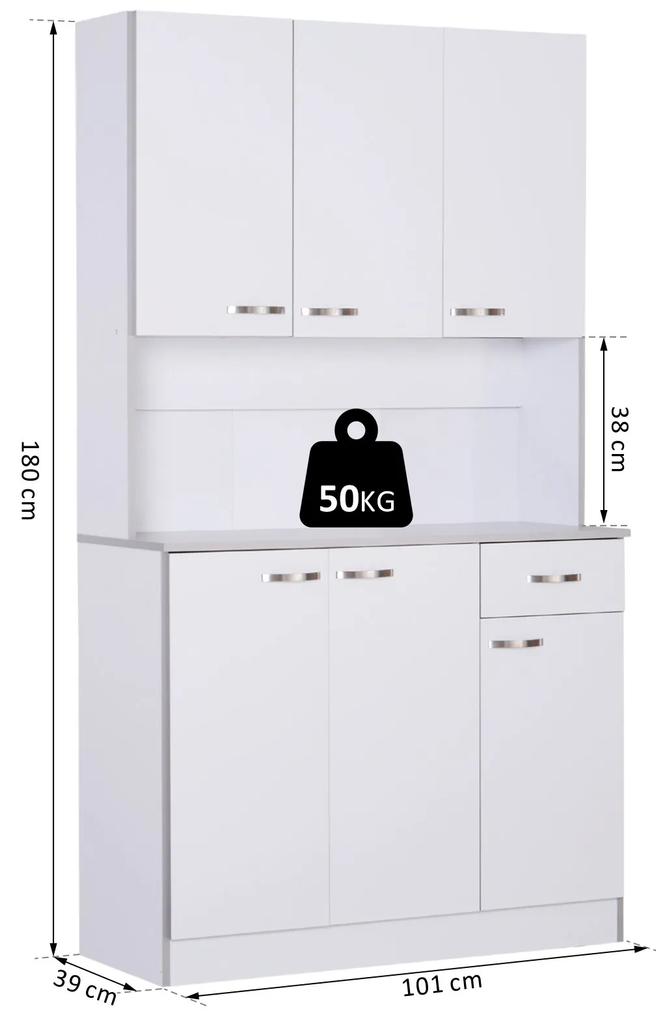 Armário de Cozinha com Prateleira Ajustável para Microondas 101x39x180 Branco