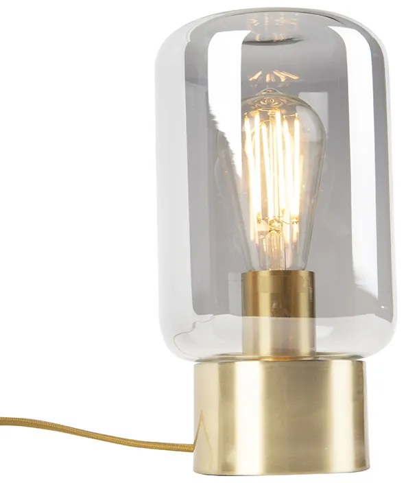 Candeeiro de mesa design em latão com vidro fumê - Bliss Cute