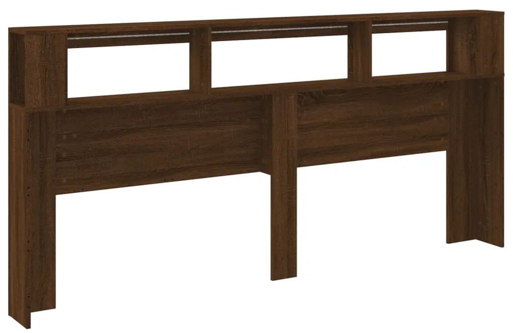 Cabeceira c/ LEDs 220x18,5x103,5 cm carvalho castanho