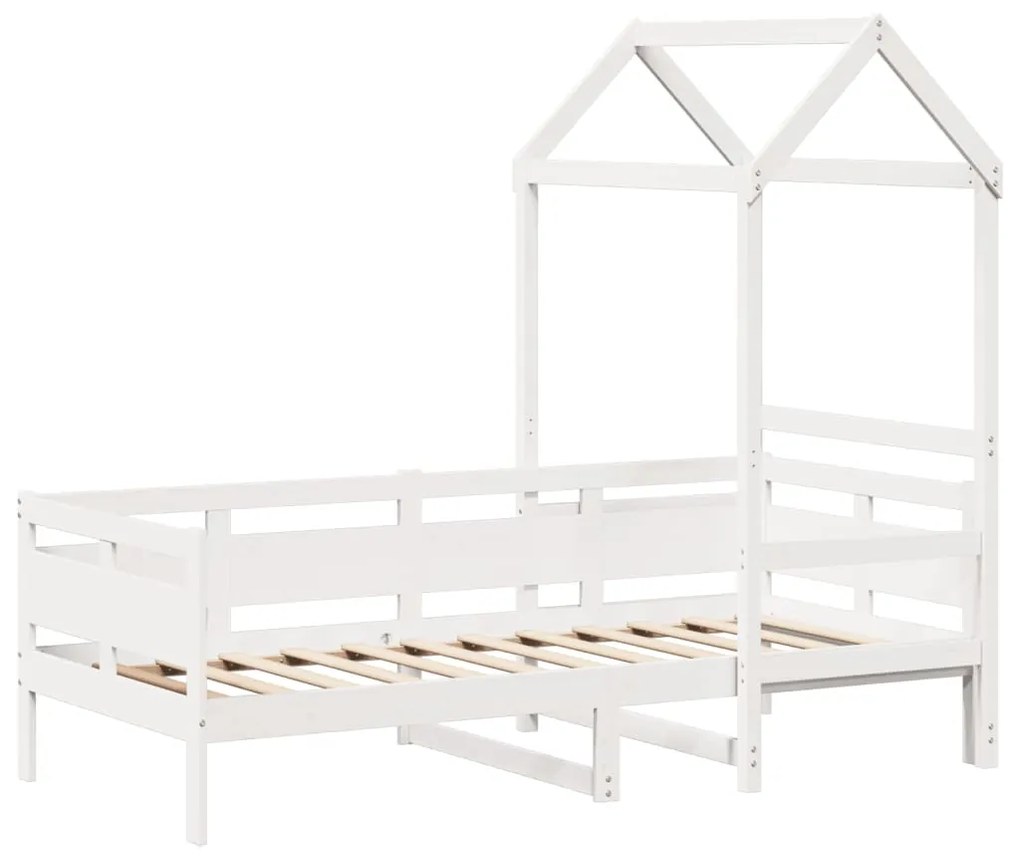 Sofá-cama com telhado 80x200 cm madeira de pinho maciça branco