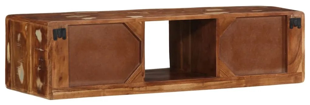 Armário de TV para parede 100x32x25cm madeira recuperada maciça