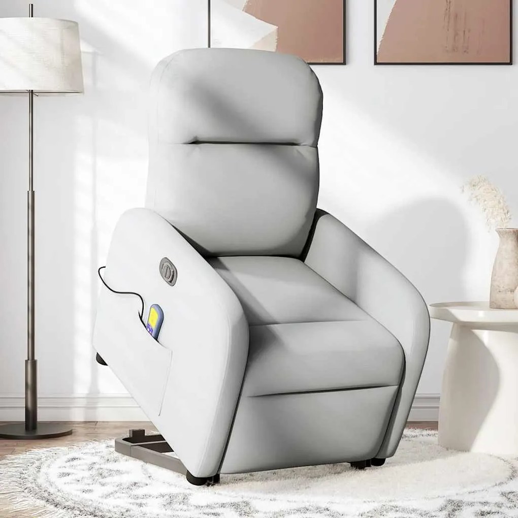 Poltrona elétrica elevatória massagens tecido cinzento-nublado