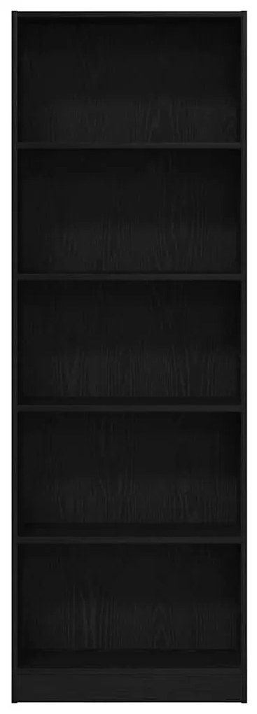 Estante de Carvalho Preto - 60 x 24 x 176 cm, Feita de Madeira de Enge