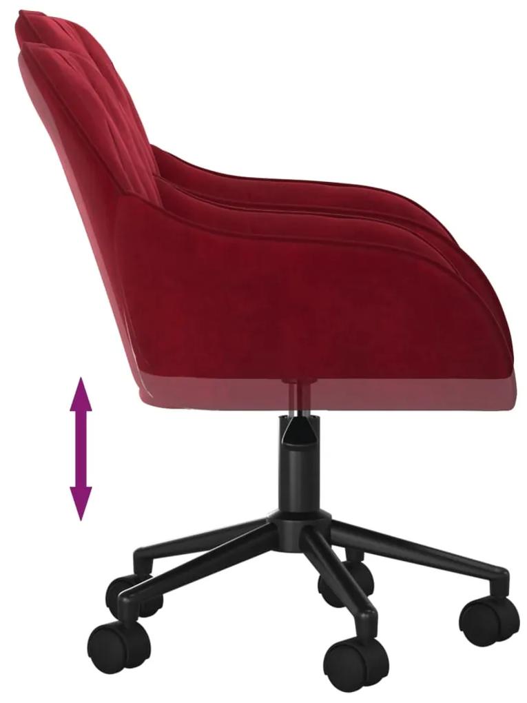 Cadeira de escritório giratória veludo vermelho tinto