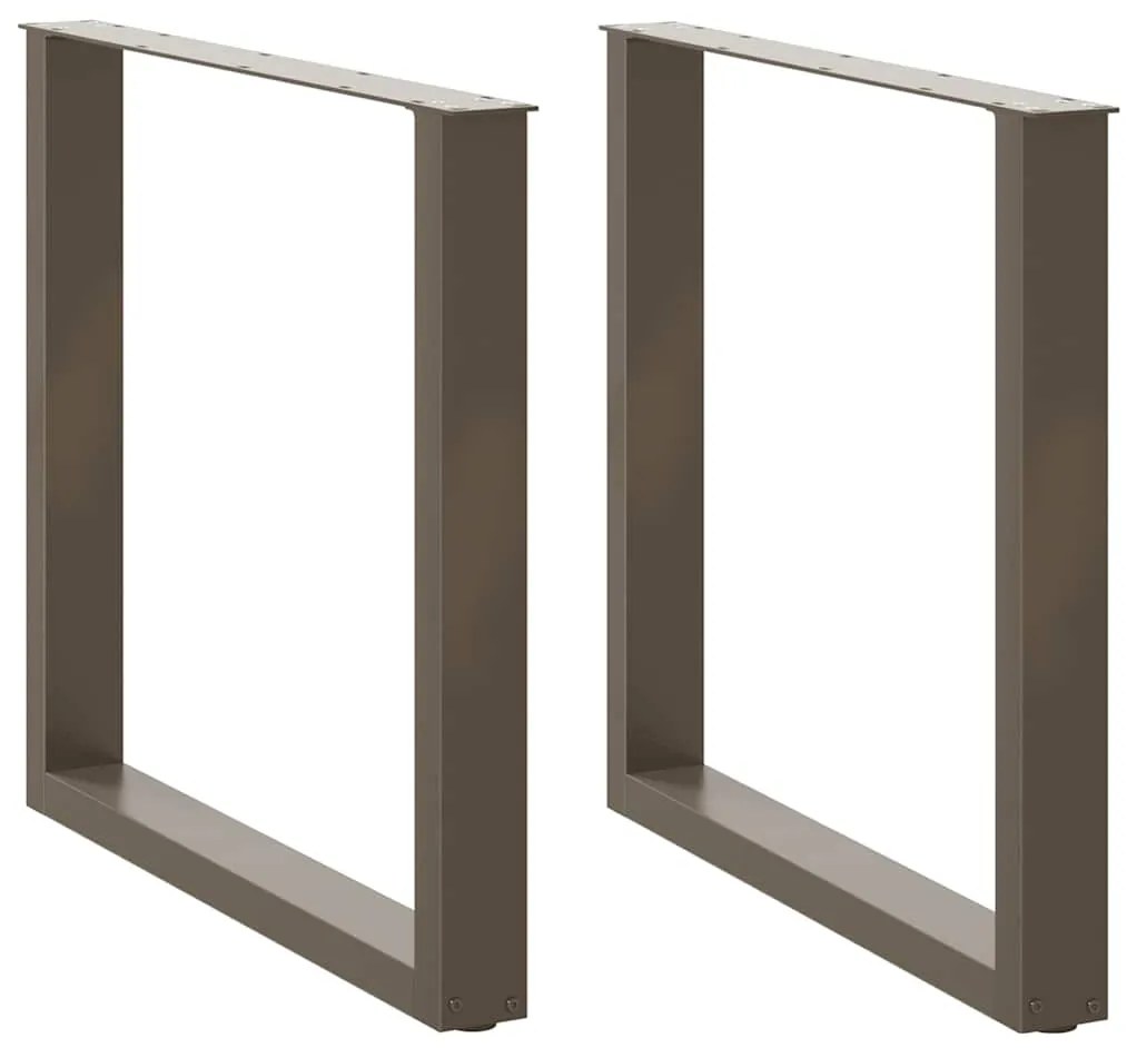 vidaXL Pés para mesa de jantar em formato de U, 2 peças, aço natural, 80x(72-73) cm, aço