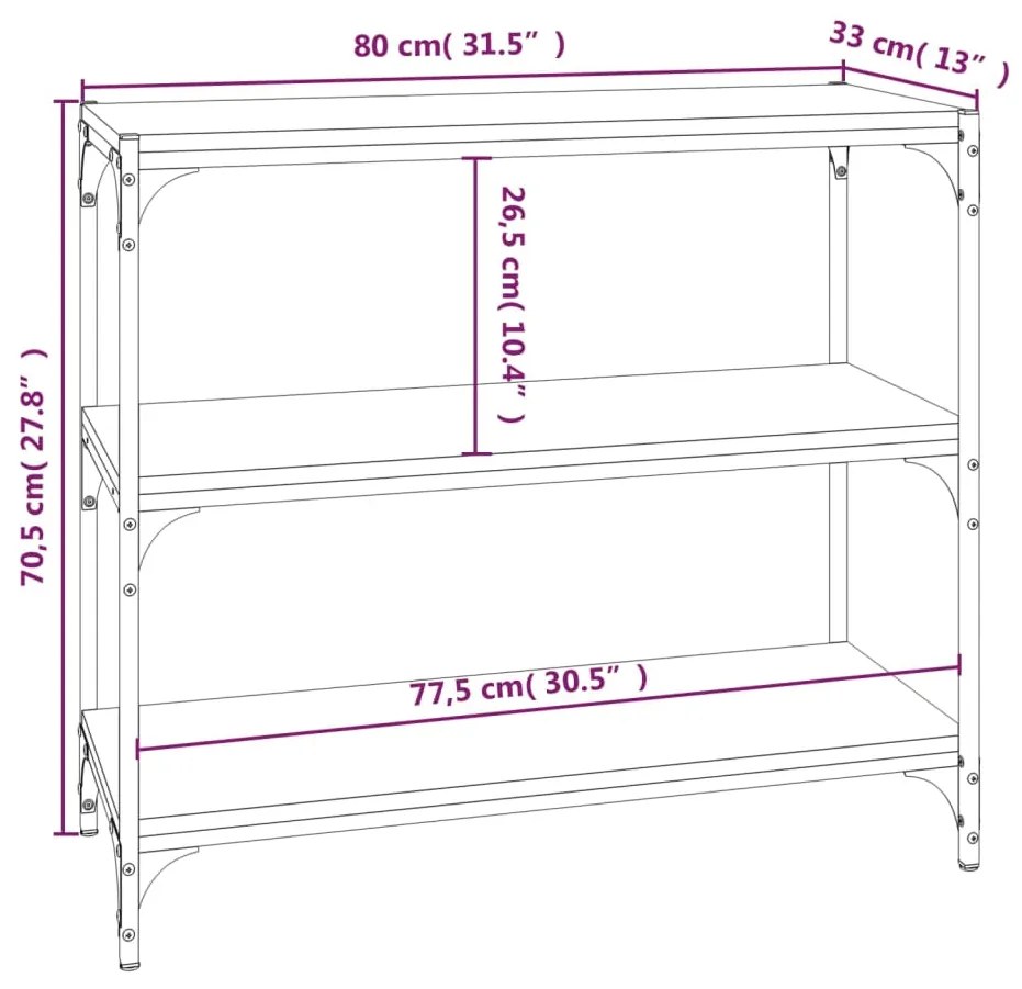 Estante 80x33x70,5 cm derivados de madeira e aço cinza sonoma