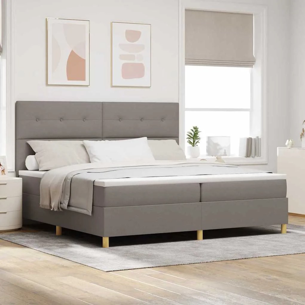 vidaXL Cama Box com Colchão e LED Taupe 200x200 cm em Tecido