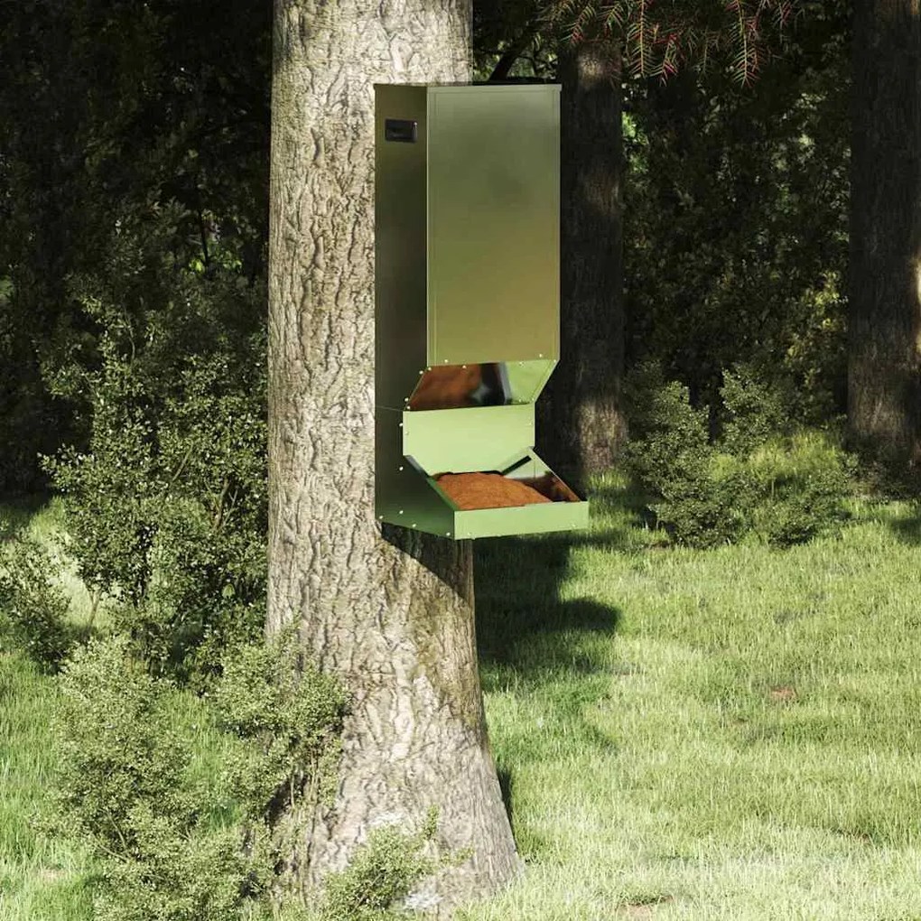 vidaXL Comedouro para Cervos Prateado 28 x 30 x 80 cm Aço Galvanizado