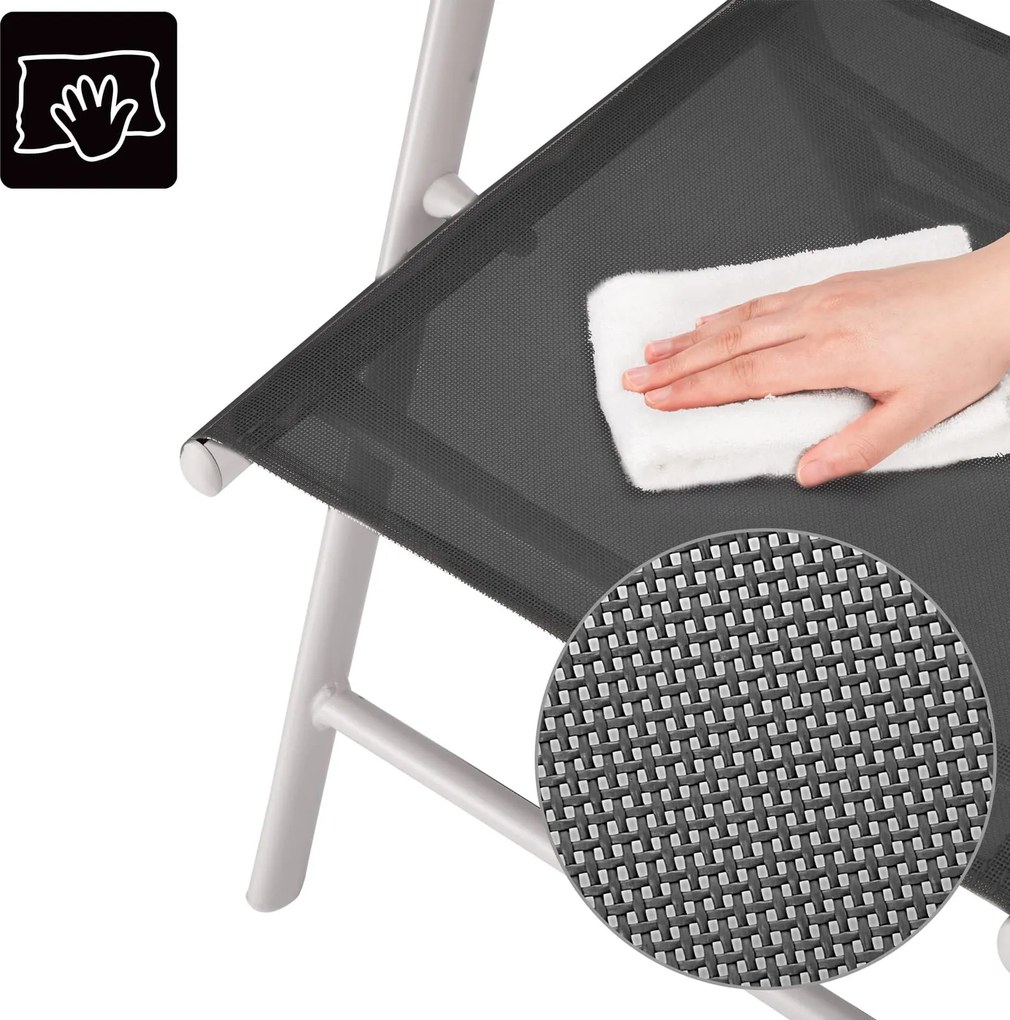 Conjunto de refeição de jardim  Bern 9 peças com 8 cadeiras e 1 mesa em alumínio prateado e vidro fosco