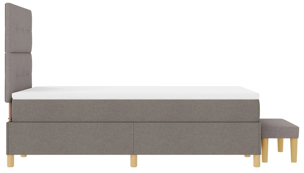 Cama Box Spring com Colchão e Banco Taupe 120x190 cm Tecido