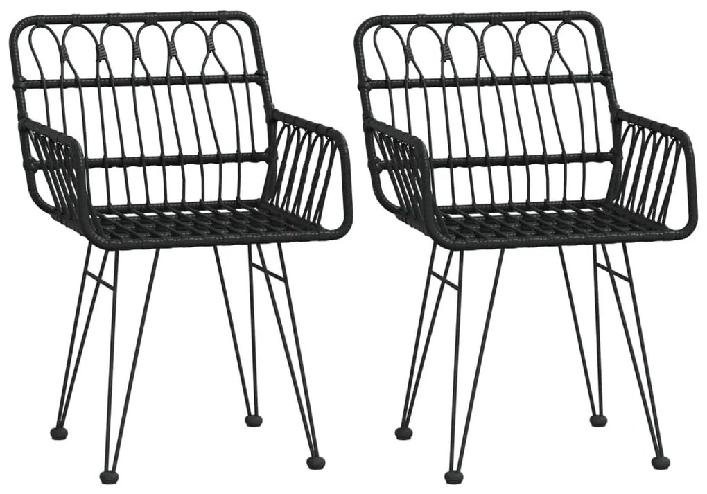 3 pcs conjunto de jantar para jardim vime PE preto