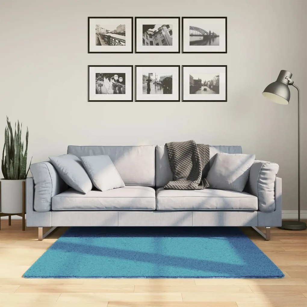 vidaXL Tapete de pelo curto OVIEDO 120x120 cm turquesa