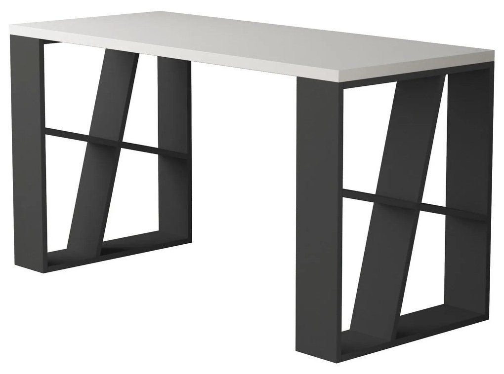 Secretária de Estudo e Estante Extra – Branco e Preto – Secretária: 12