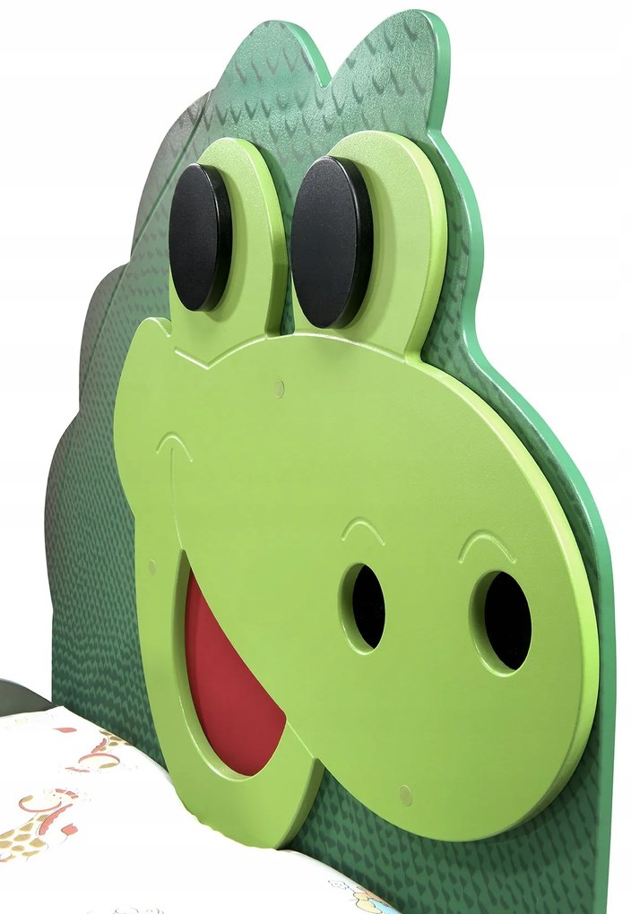 Cama para criança Animais Dinossauro Grande 205 x 97 x 120 cm, Oferta colchão e Estrado, confortável, capacidade de 100 kg  Verde