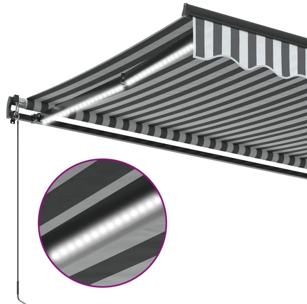 Toldo retrátil manual com luzes LEDs 400x300cm antracite/branco