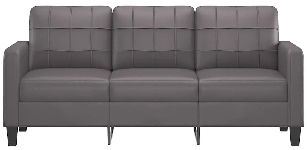 Sofá de 3 lugares 180 cm couro artificial cinza