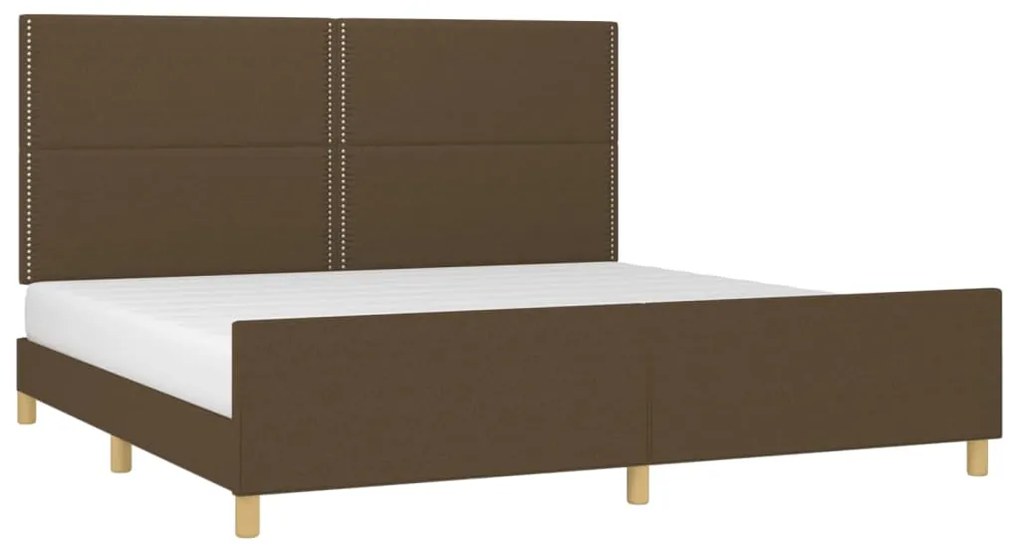 Estrutura de cama sem colchão 200x200 cm tecido castanho-escuro