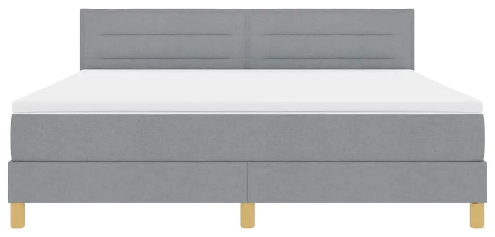 Cama Box Spring com Colchão e LED Cinza Claro 180x200 cm Tecido