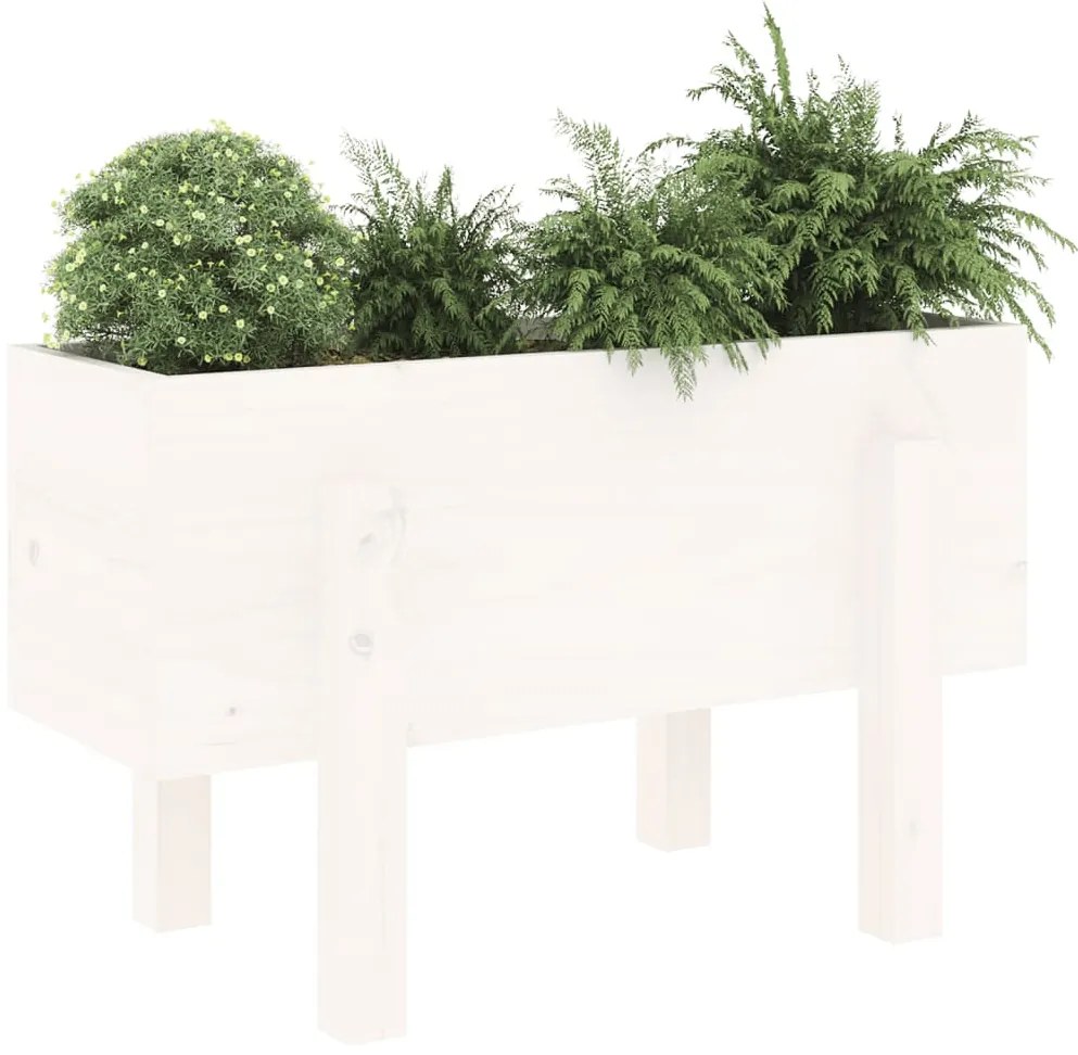 Vaso/floreira de jardim 62x30x38 cm pinho maciço branco