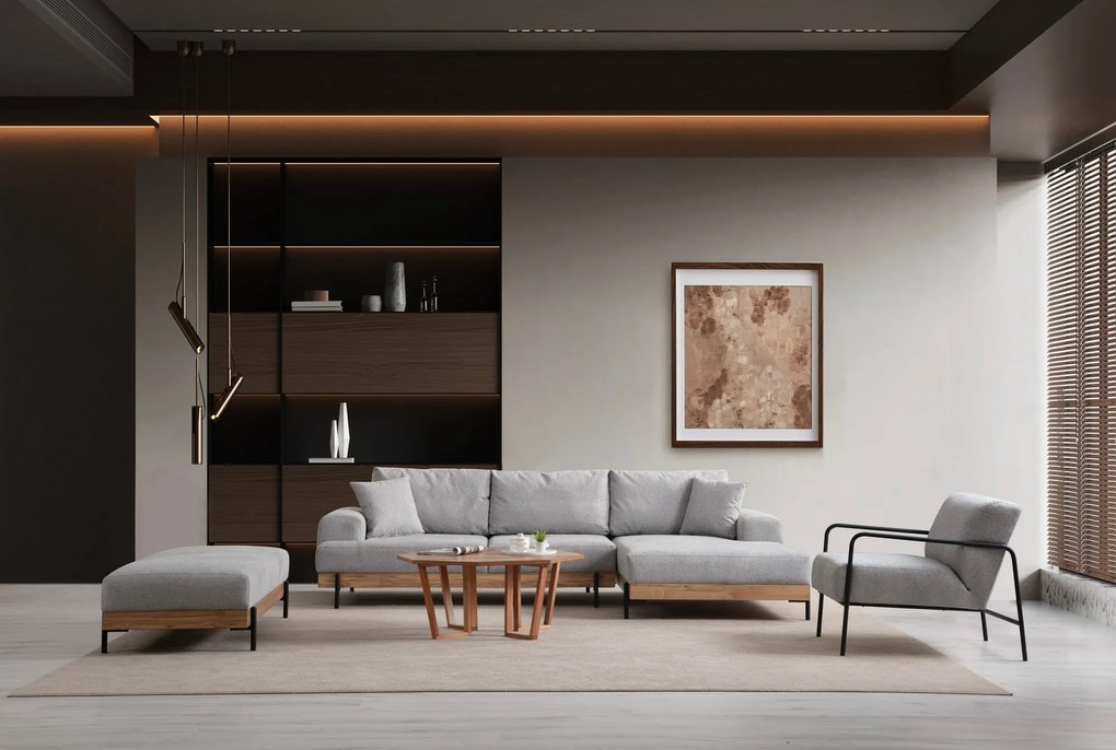 Sofá de Canto Eti – Cinzento – 280 x 170 cm