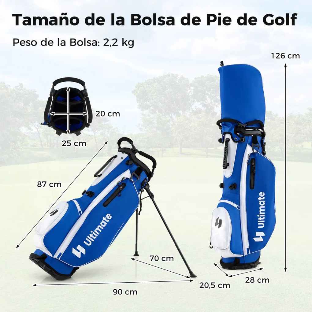 Conjunto completo de tacos de golfe para homem com bolsa de suporte. Inclui driver #1 460CC, madeira #3, híbrido, ferros #5#6#7#8#9#P#S e taco Azul