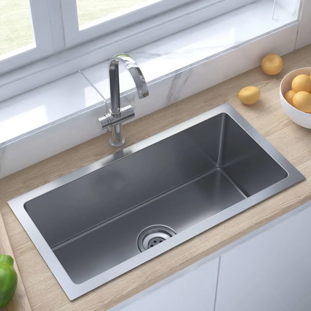 51504 vidaXL Lava-louça de cozinha artesanal aço inoxidável