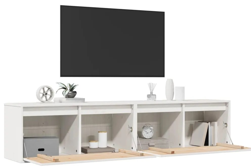 Armários de parede 2 pcs 80x30x35 cm pinho maciço branco