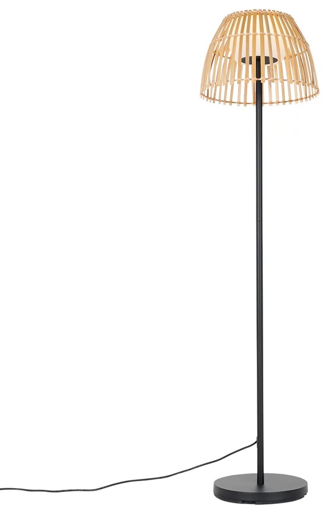Candeeiro de pé rústico para exterior preto com bambu incl. LED - Kaiser Rústico