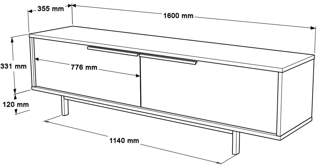 Móvel TV ON1 – Nogueira – 160 cm x 45,1 cm x 35,5 cm