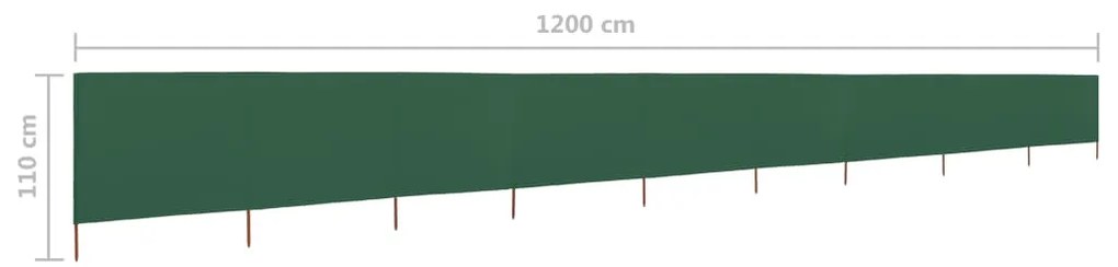 Para-vento com 9 painéis em tecido 1200x80 cm verde