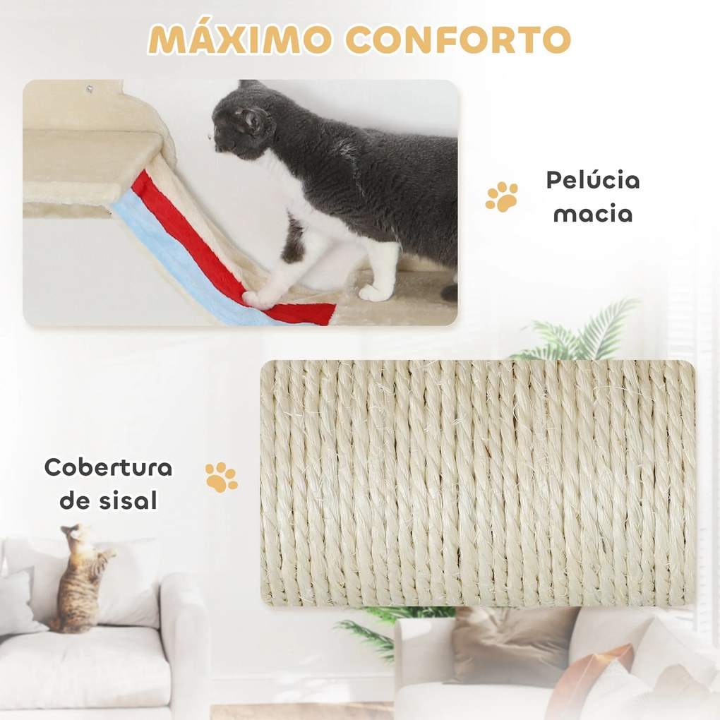 PawHut Conjunto de Prateleiras de Escalada para Gatos de 6 Peças Tema