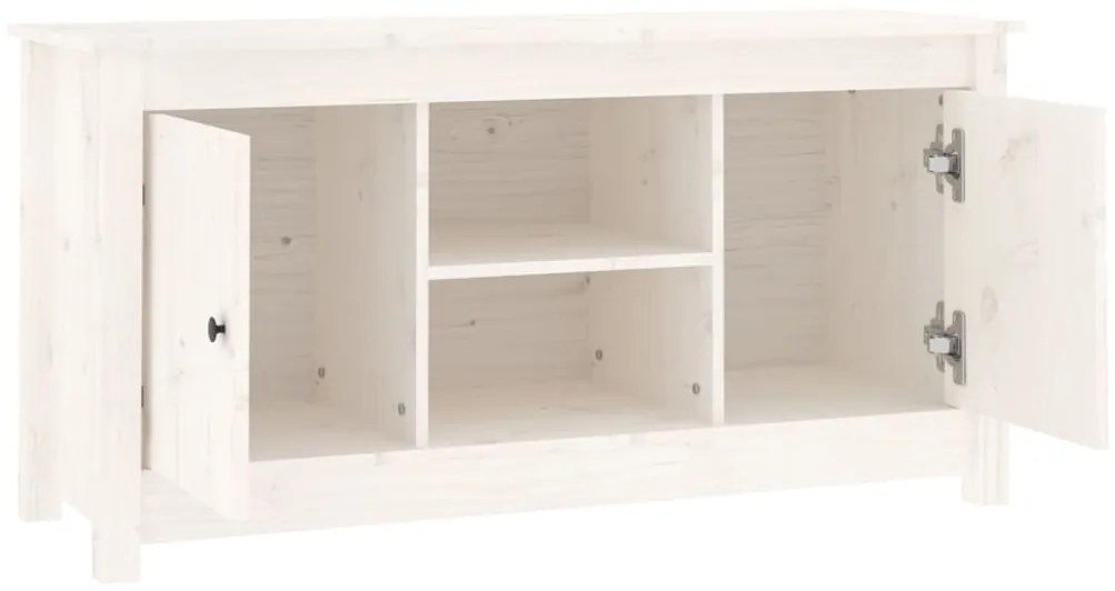 Móvel de TV 103x36,5x52 cm madeira de pinho maciça branco