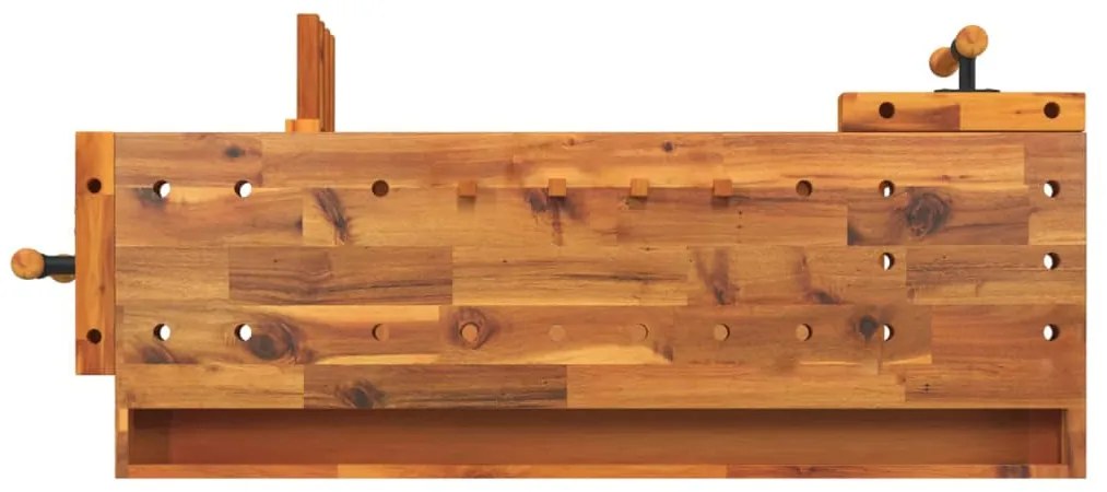 Bancada de trabalho c/ gaveta/tornos 124x52x83 cm acácia maciça