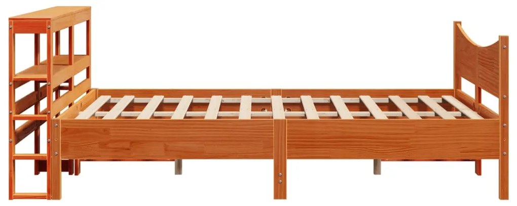 Estrutura cama c/ cabeceira 160x200cm pinho maciço castanho-mel