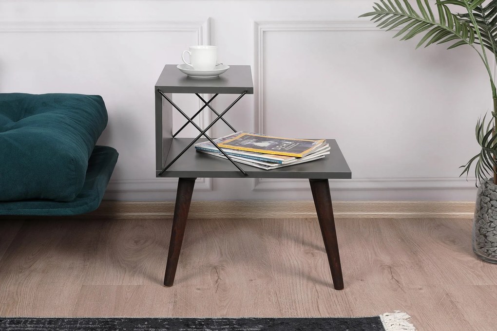 Mesa de Cabeceira Cross – Antracite – 50x55x40 cm