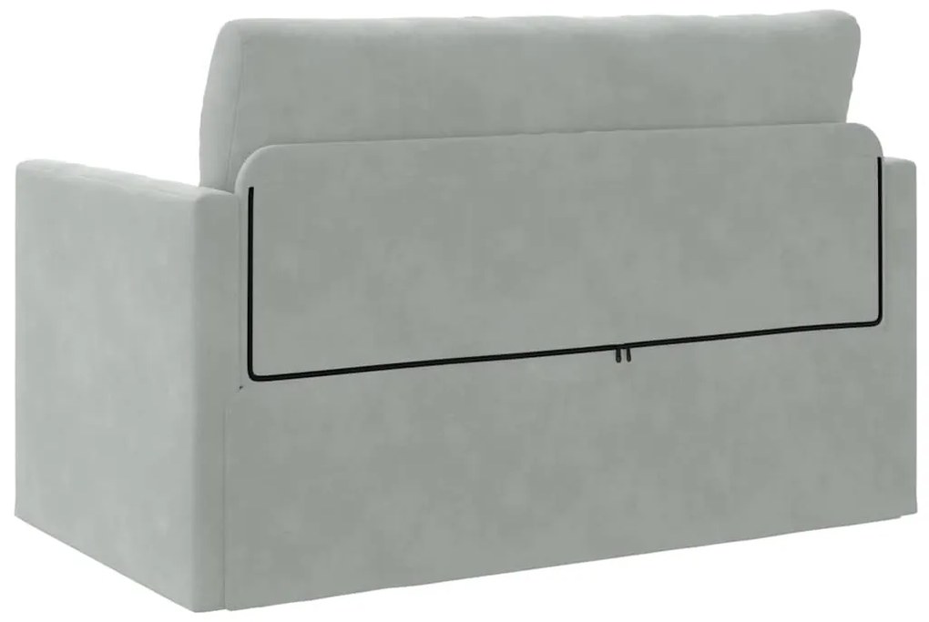 Sofá Cama de Chão 2-em-1 Cinza Claro 124x204x61 cm Veludo