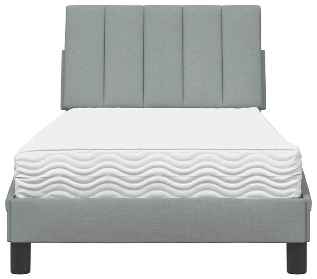 Cama com colchão 80x200 cm tecido cinzento-claro