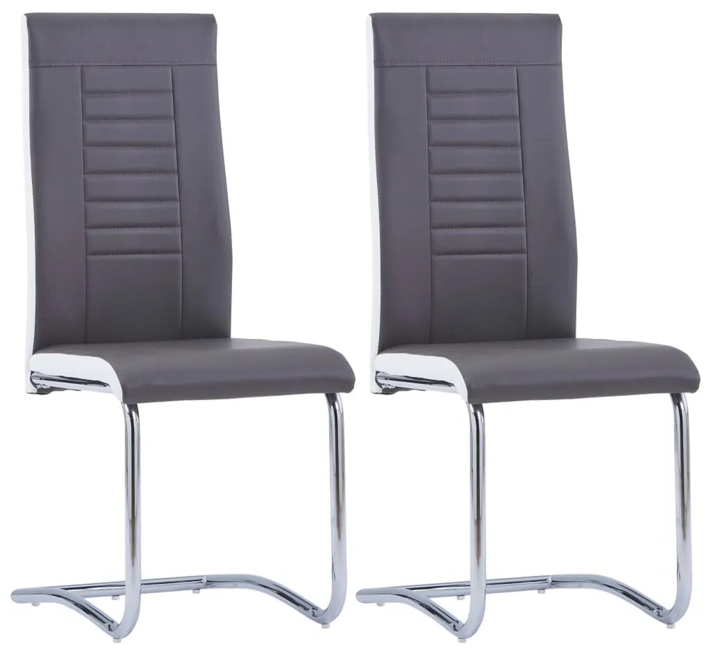 vidaXL Cadeiras de jantar cantilever 2 pcs couro artificial cinzento
