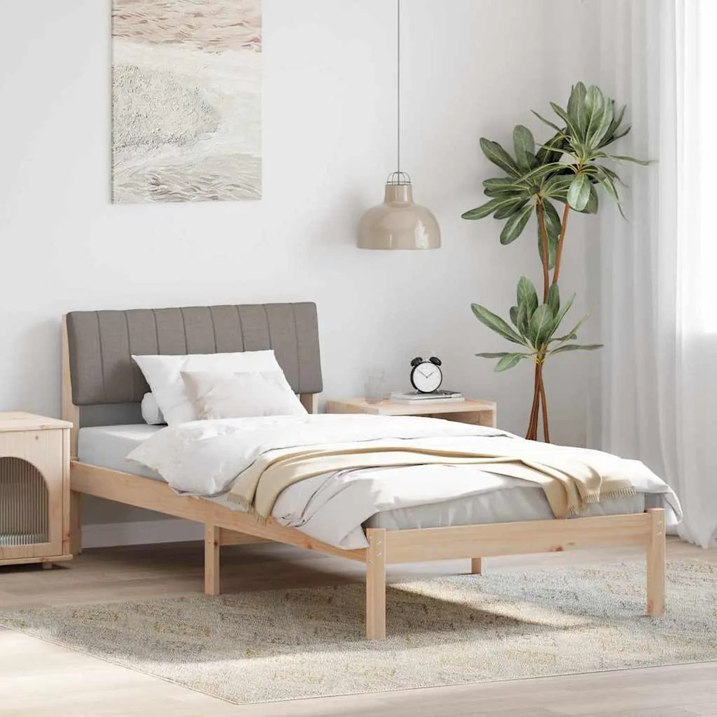 vidaXL Estrutura da cama com cabeceira Marrom e taupe 90 x 190 cm