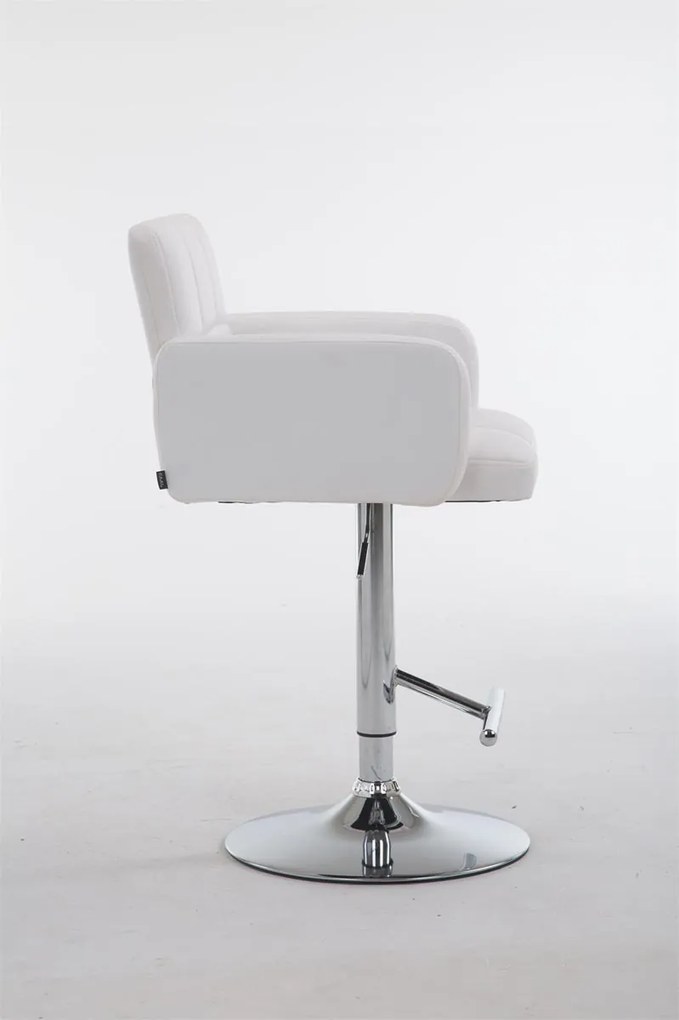 Banco de bar Los Angeles em couro sintético 60 x 93-113 x 56 cm Branco