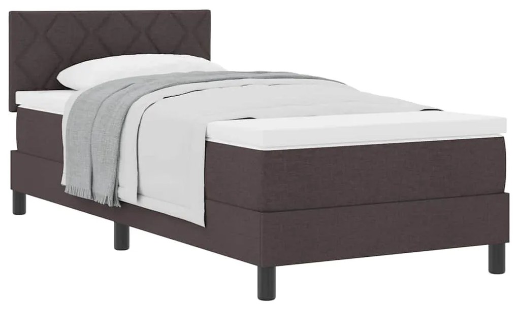 Cama com Caixa de Springs com Colchão Castanho Escuro 90x200 cm Tecido