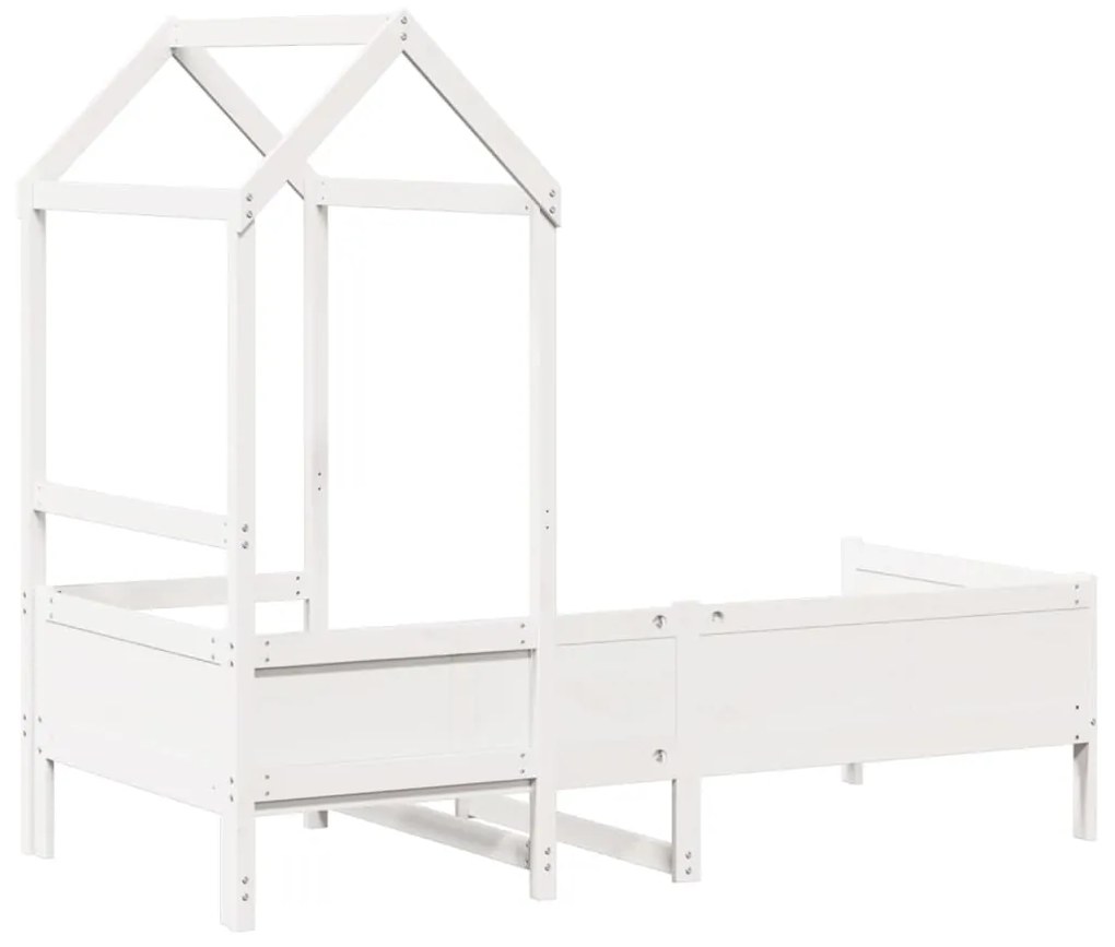 Sofá-cama c/ telhado 90x190 cm madeira de pinho maciça branco